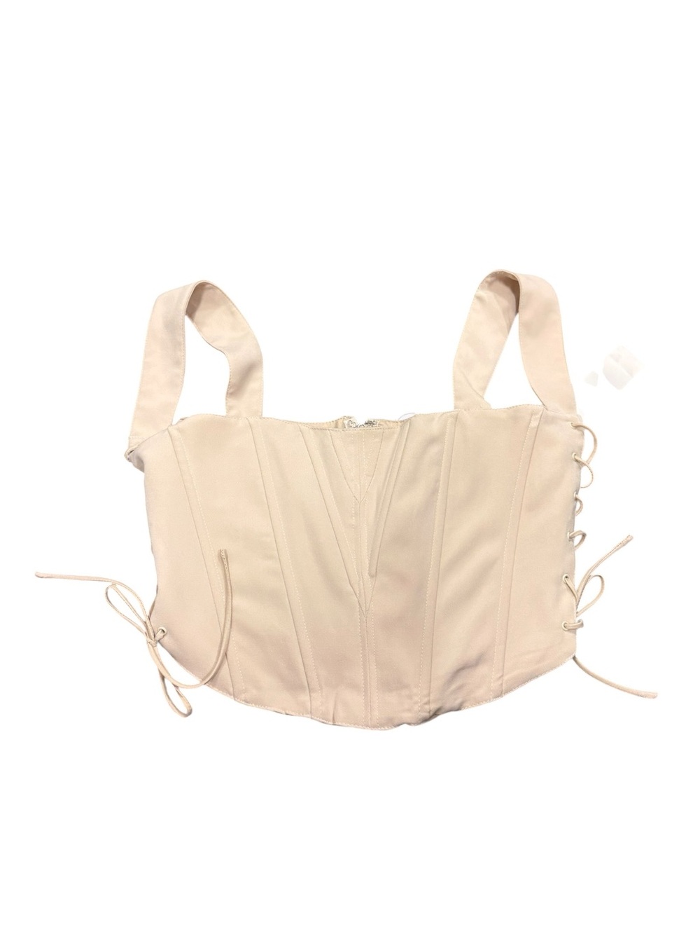 Women’s Cream Corset Crop Top with Lace-Up Sides